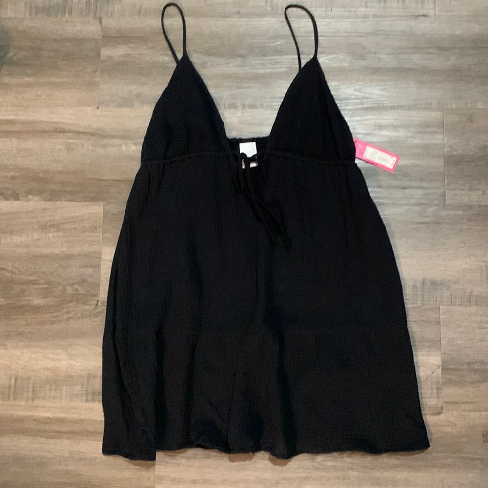 Xhilaration Black Cotton Swim Coverup